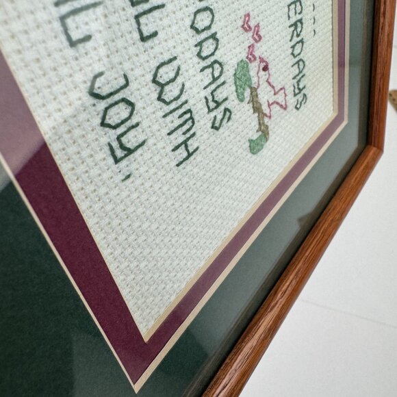 Vtg Framed w Matboard Cross Stitch Quote Thank you Filled w Happy Memories Joy - Picture 9 of 11